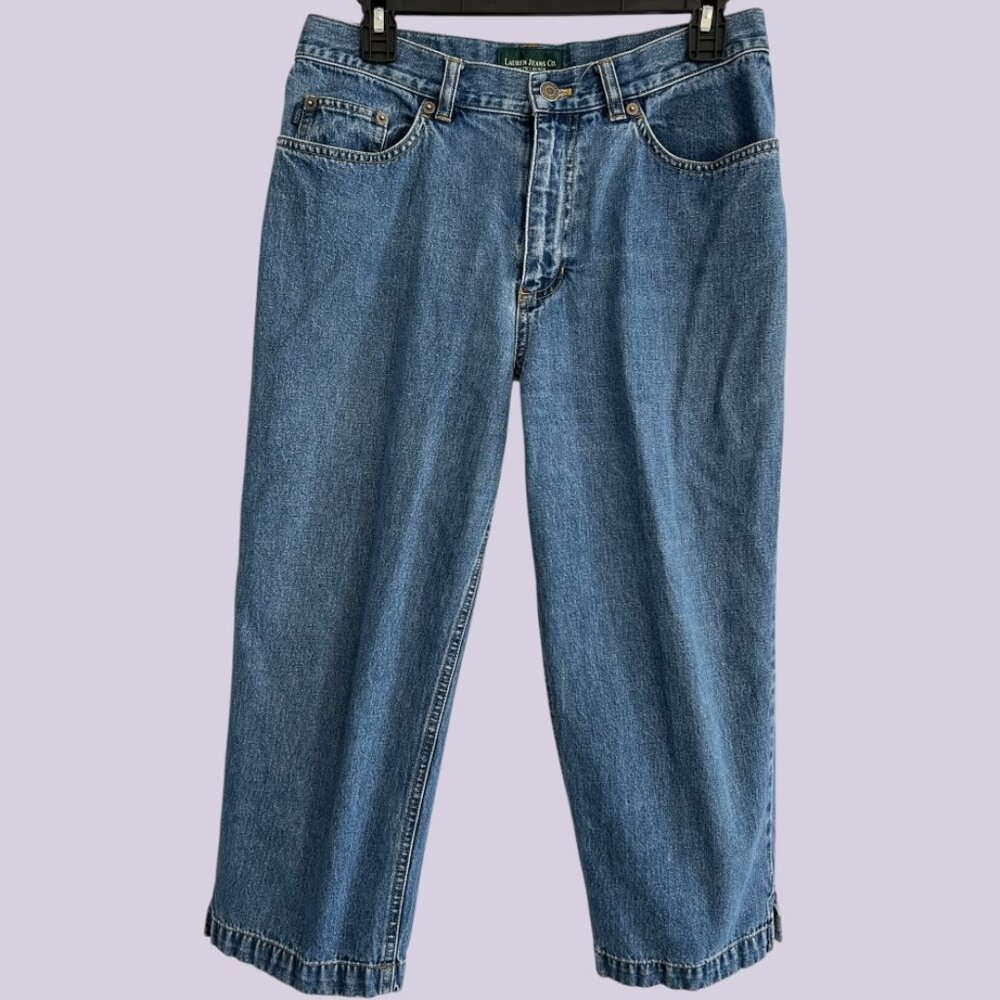 Ralph Lauren Relaxed Wide Leg Crop Jeans Women’s Size 8 Medium Wash 100% Cotton